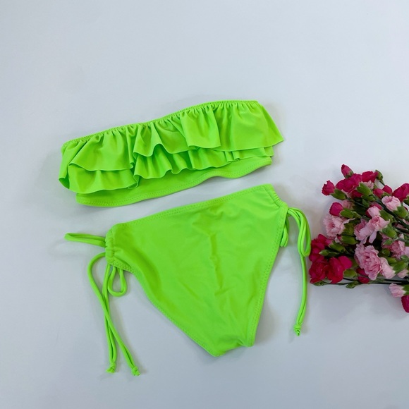 Neon Green Ruffle Bikini Set - Picture 16 of 16